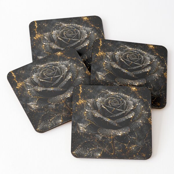 Item preview, Kintsugi - Black Rose in Golden Light designed and sold by LegademaArt.