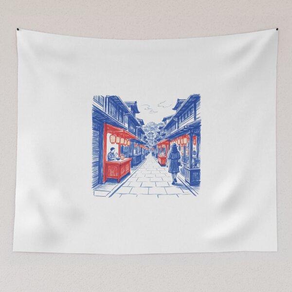 Item preview, Sketch-Style Japanese Street Market Graphic designed and sold by RickTShop.