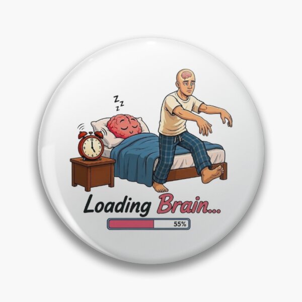 Item preview, Loading Brain Funny Sleepwalking Man Morning Humor Illustration designed and sold by Northern Glow Art.
