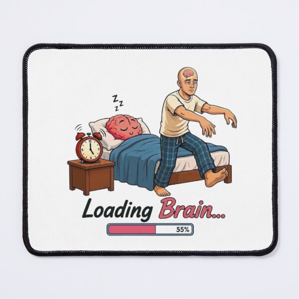Item preview, Loading Brain Funny Sleepwalking Man Morning Humor Illustration designed and sold by Northern Glow Art.