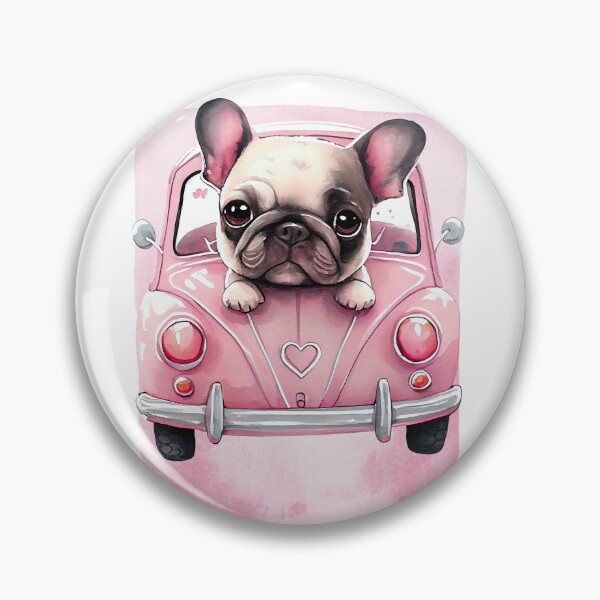 Item preview, French Bulldog in Pink Car designed and sold by TeeGeeTees.