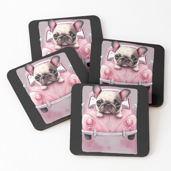 Item preview, French Bulldog in Pink Car designed and sold by TeeGeeTees.