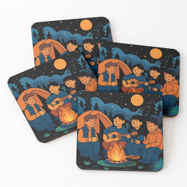 Item preview, ​Cozy Campfire Night with Friends Illustration - Cute Camping Cartoon Vector Art designed and sold by LoopyStudio.
