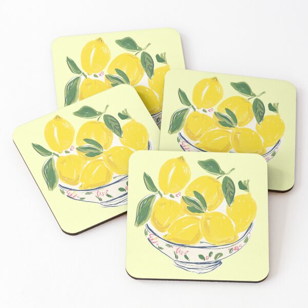 Aperçu de l'œuvre Bol en céramique de citrons et feuilles – Illustration rustique à l'aquarelle créée et vendue par EmeraldeaArt.