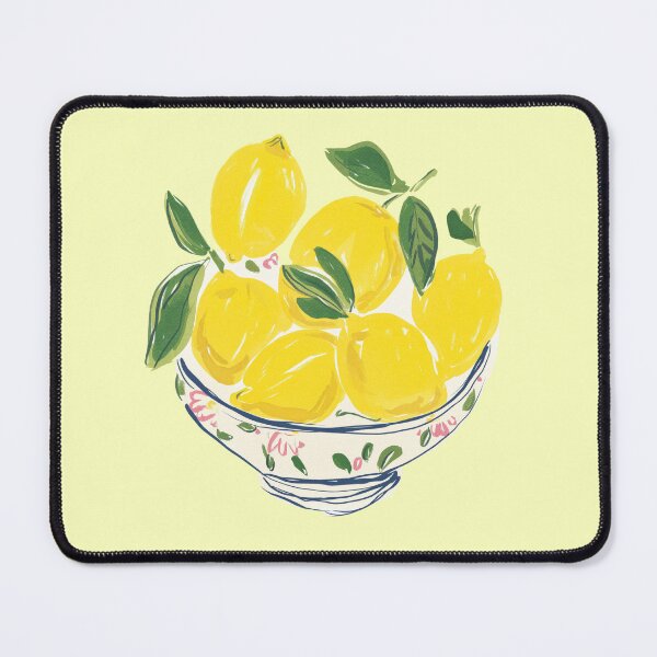 Item preview, Ceramic Bowl of Lemons with Leaves – Rustic Watercolor Illustration designed and sold by EmeraldeaArt.
