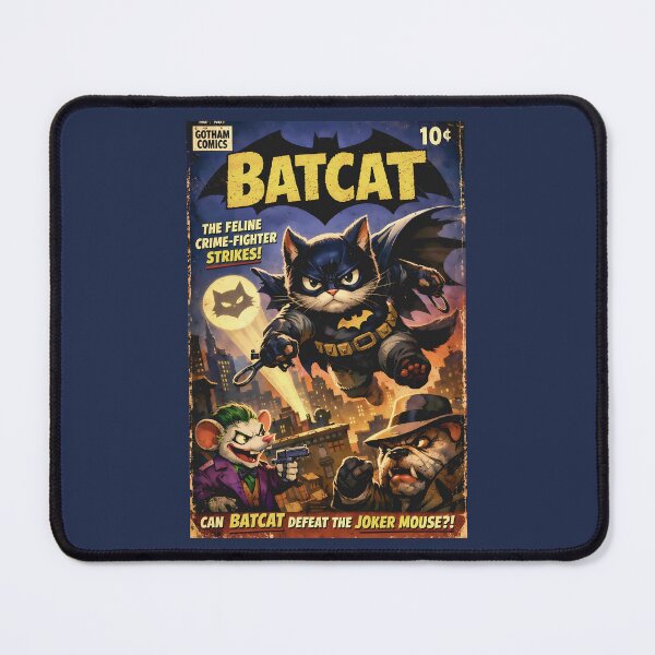 Item preview, Batcat the crime fighting cat hero, vintage issue. designed and sold by Cathedral of Curiosity.