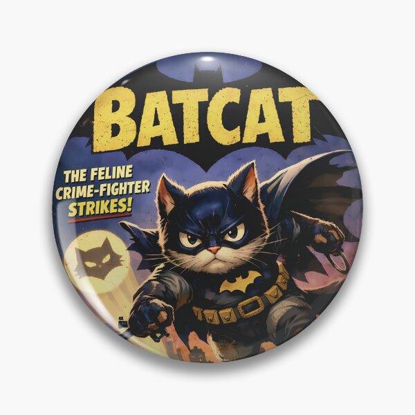 Item preview, Batcat the crime fighting cat hero, vintage issue. designed and sold by Cathedral of Curiosity.