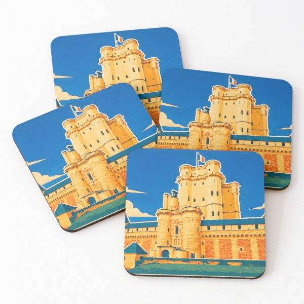 Item preview, Vincennes Castle Keep & French Flag – Vintage Paris Travel Poster designed and sold by White-Camel.
