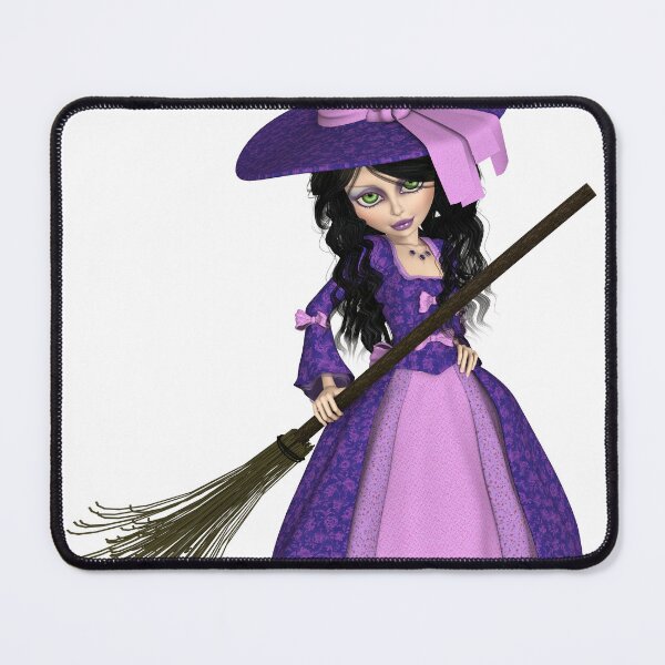 Item preview, Whimsical Purple Witch with Broomstick - Cute Halloween Art designed and sold by Lilith.3x313 Vault.