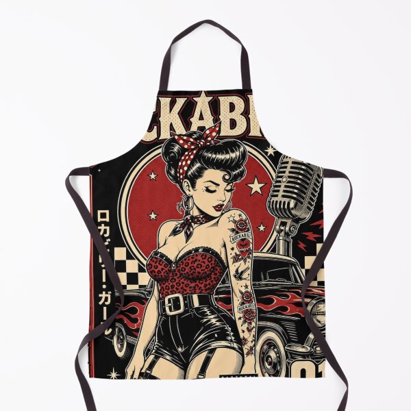 Item preview, Rockabilly Pin Up Queen Hot Rod Vintage Rock and Roll Design designed and sold by ObsidianUruk.