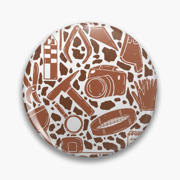 Item preview, Archaeology tools and equipment block print pattern designed and sold by Rebecca Andreae.