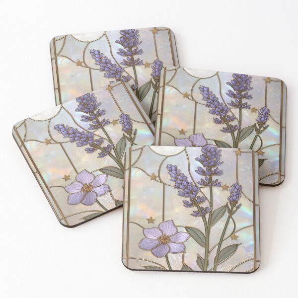 Item preview, Elegant Pearl Lavender Floral Stained Glass designed and sold by BriSher.
