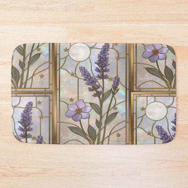 Item preview, Elegant Pearl Lavender Floral Stained Glass designed and sold by BriSher.