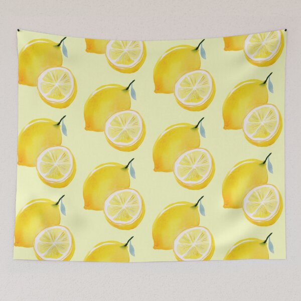Item preview, Two Lemons with Half Lemon and Leaf – Watercolor Citrus Illustration designed and sold by EmeraldeaArt.