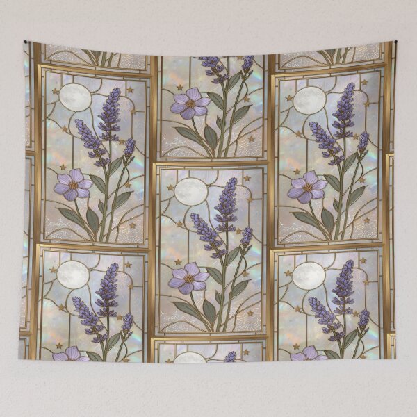 Item preview, Elegant Pearl Lavender Floral Stained Glass designed and sold by BriSher.