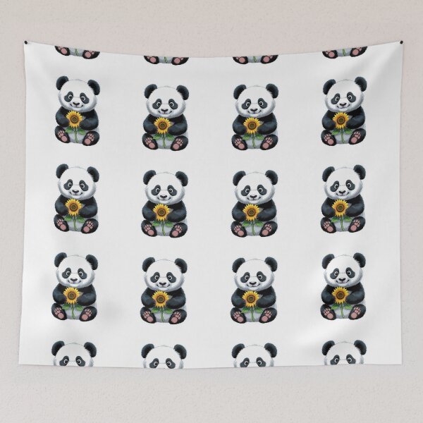 Item preview, Cute baby panda holding a sunflower designed and sold by kidoramagic.