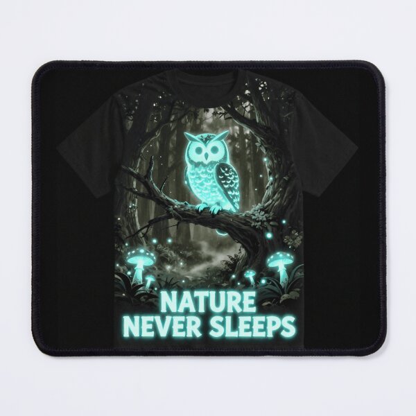 Item preview, Nature Never Sleeps Glowing Owl Forest Neon Nature Design designed and sold by DervoTeck2767.