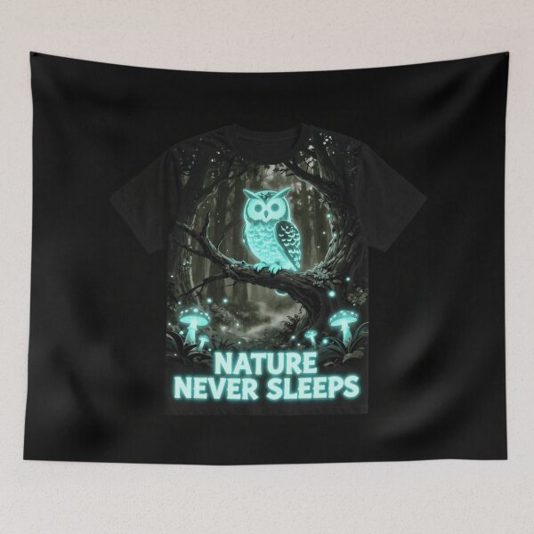 Item preview, Nature Never Sleeps Glowing Owl Forest Neon Nature Design designed and sold by DervoTeck2767.