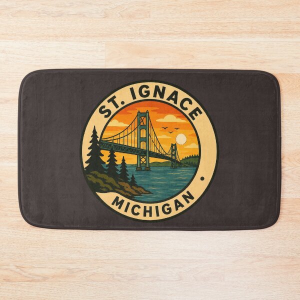 Item preview, St Ignace Michigan Mackinac Bridge Vintage Travel Badge designed and sold by American Travels.