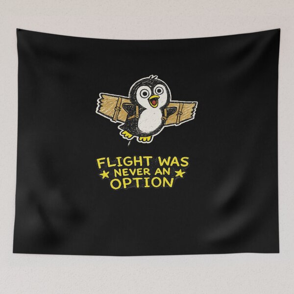 Item preview, Flight Was Never An Option Funny Penguin With Cardboard Wings Sticker designed and sold by VibeOffline Studio.
