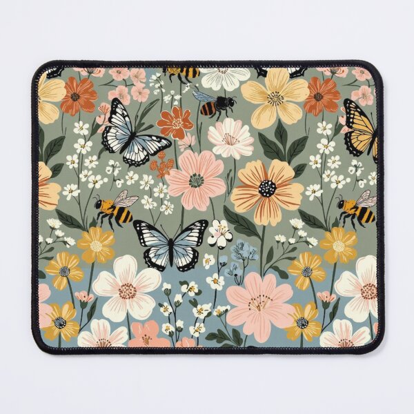Item preview, Vintage Floral Butterfly Garden Pattern designed and sold by IntelliMindDesigns.