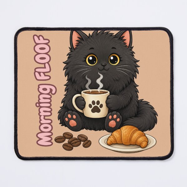 Item preview, Morning FLOOF – Cute Black Cat Coffee Lover designed and sold by lumar23.