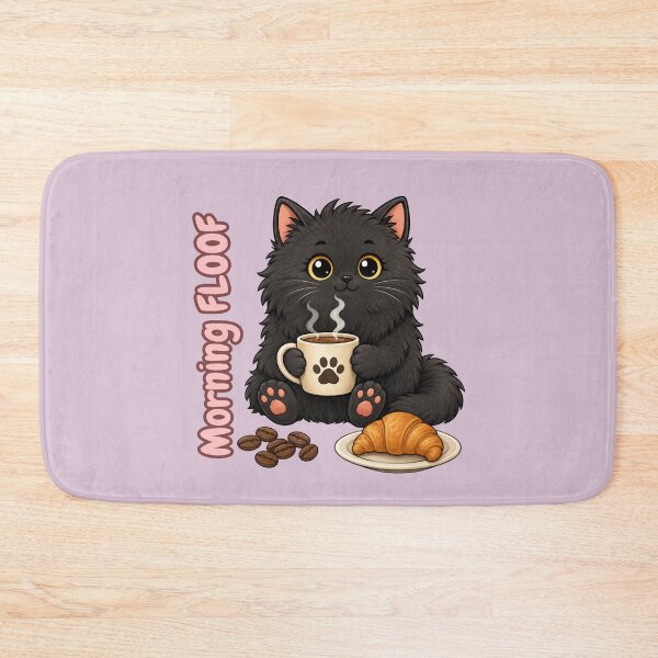 Item preview, Morning FLOOF – Cute Black Cat Coffee Lover designed and sold by lumar23.