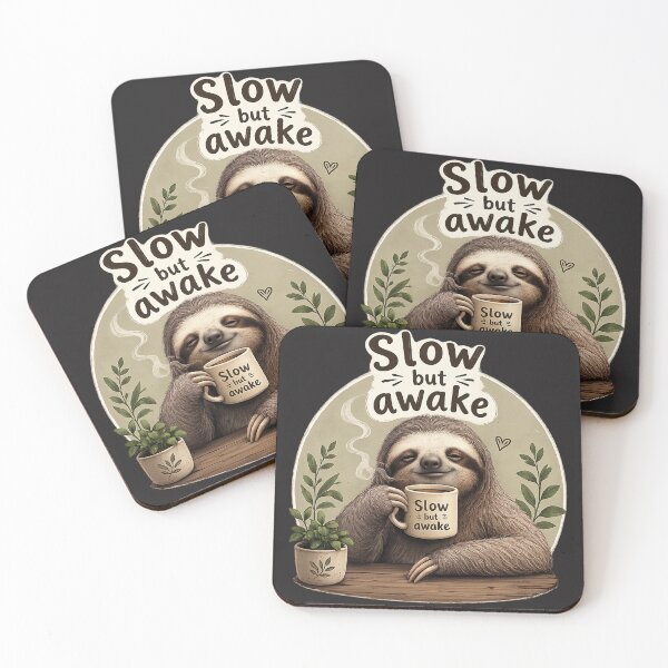 Item preview,  Slow But Awake Sloth - Funny Coffee Sloth T-Shirt Kawaii designed and sold by Arties4Bread⭐⭐⭐⭐⭐.