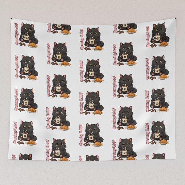 Item preview, Morning FLOOF – Cute Black Cat Coffee Lover designed and sold by lumar23.