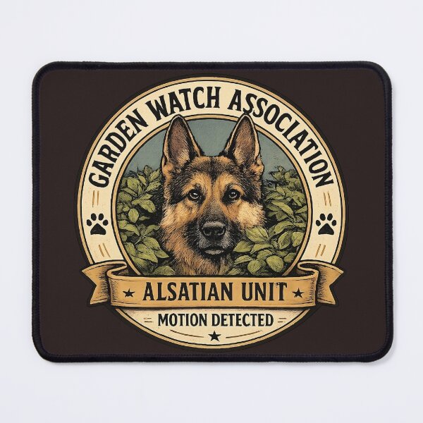 Item preview, Garden Watch Association - Alsatian Unit - Motion Detected/Funny German Shepherd Badge Logo  designed and sold by Halejo68.