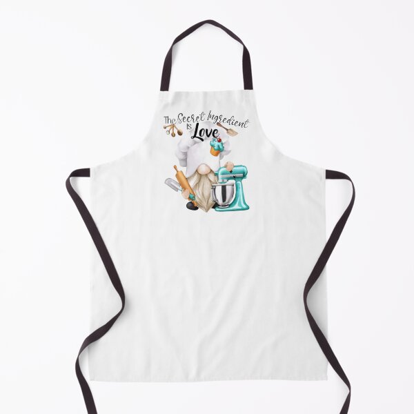 Item preview, The Secret Ingredient Is Love Apron with Gnome & Kitchen Mixer designed and sold by Compass and a Camera.