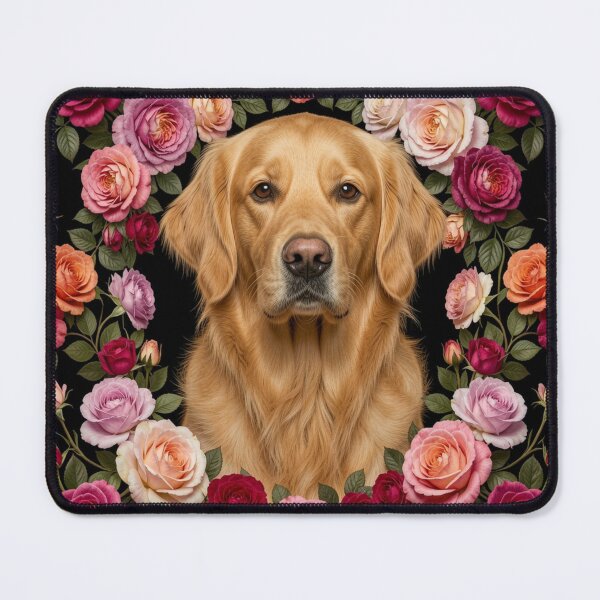 Item preview, Golden Retriever | Floral Frame designed and sold by JanjjaSoulInk.