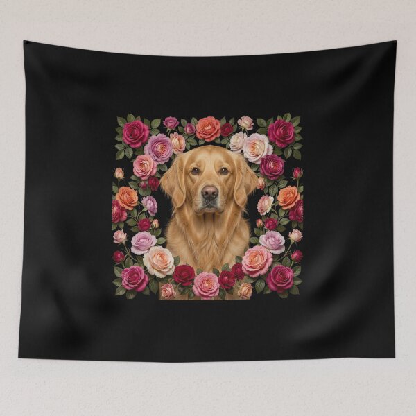 Item preview, Golden Retriever | Floral Frame designed and sold by JanjjaSoulInk.