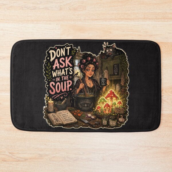 Item preview, Don’t Ask What’s in the Soup | Dark Cottagecore Kitchen Witch Cat Humor designed and sold by MarekoraStudio.