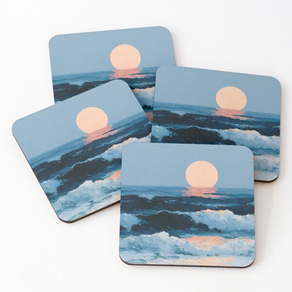Item preview, Coastal Sunset Scandinavian Ocean Art designed and sold by daila70.