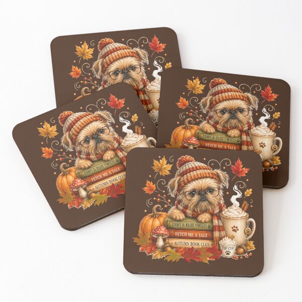 Item preview, Cozy Autumn Brussels Griffon Dog Book Lover designed and sold by tamdevo1.