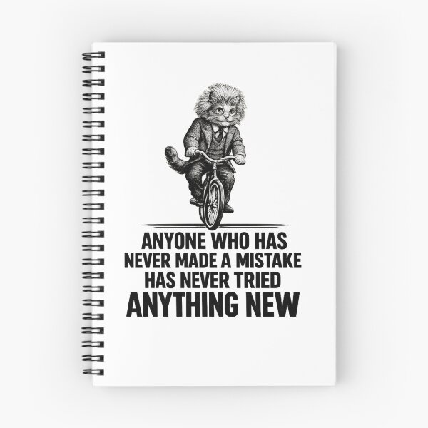 Item preview, Einstein Inspired Cat Riding Bicycle Quote Design – “Anyone Who Has Never Made a Mistake Has Never Tried Anything New” Funny Science Art designed and sold by Donsean22.