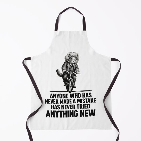 Item preview, Einstein Inspired Cat Riding Bicycle Quote Design – “Anyone Who Has Never Made a Mistake Has Never Tried Anything New” Funny Science Art designed and sold by Donsean22.
