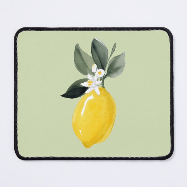 Item preview, Watercolor Lemon with Leaves and Blossom Twig – Mediterranean Citrus Art designed and sold by EmeraldeaArt.
