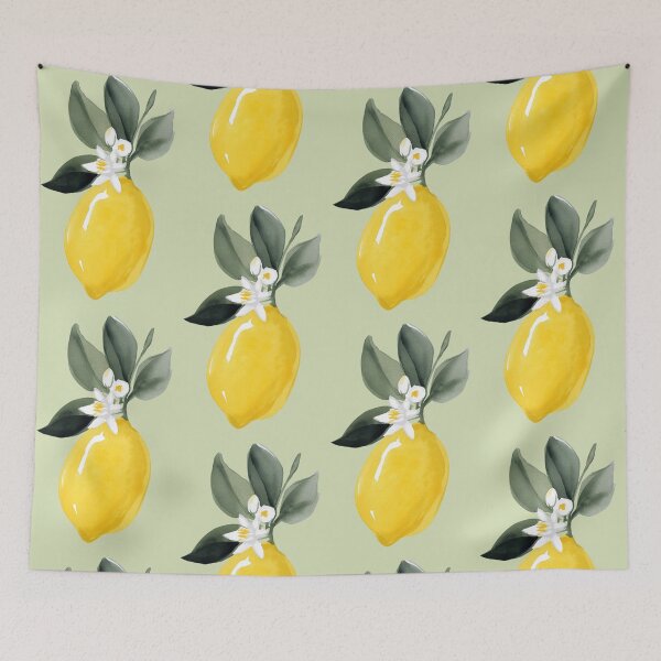Item preview, Watercolor Lemon with Leaves and Blossom Twig – Mediterranean Citrus Art designed and sold by EmeraldeaArt.