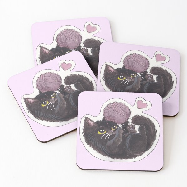 Item preview, Yarn Kitty — Cute Hand Drawn Gothic Cat Art designed and sold by Darkfully-Done.