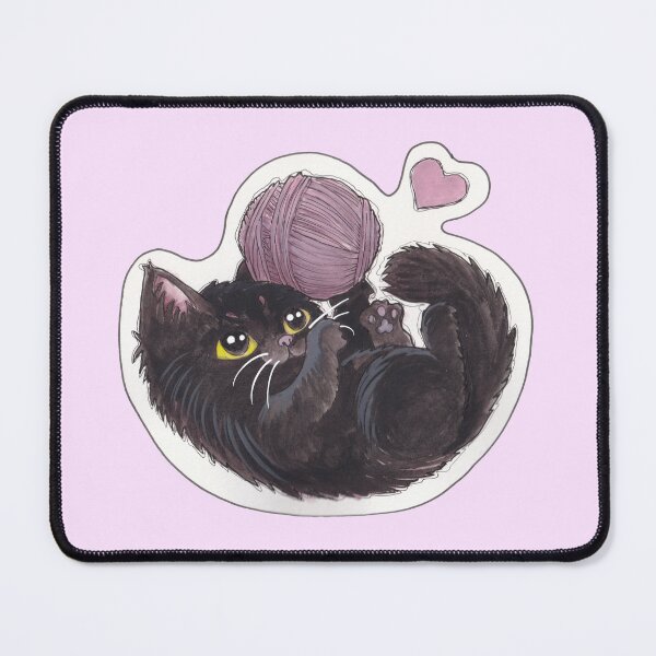Item preview, Yarn Kitty — Cute Hand Drawn Gothic Cat Art designed and sold by Darkfully-Done.