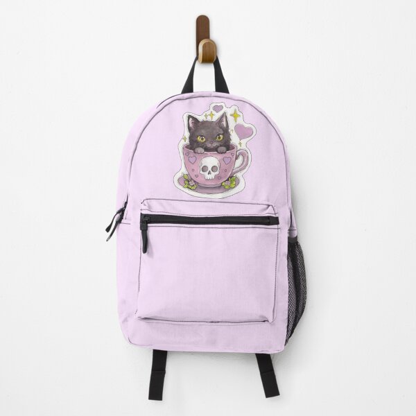 Item preview, Teacup Kitty — Cute Hand Drawn Gothic Cat Art designed and sold by Darkfully-Done.