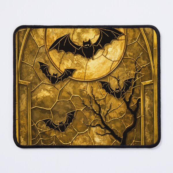Item preview, Golden Moon Bats Gothic Stained Glass designed and sold by BriSher.