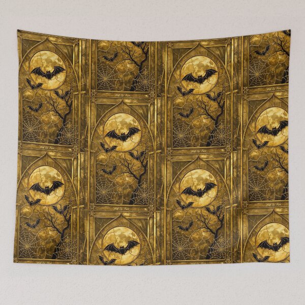 Item preview, Golden Moon Bats Gothic Stained Glass designed and sold by BriSher.