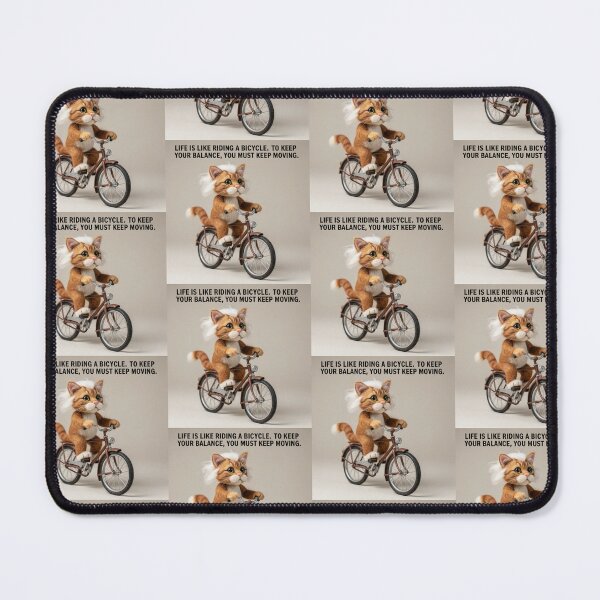 Item preview, Einstein Inspired Cat on Bicycle Quote Design – “Life Is Like Riding a Bicycle, To Keep Your Balance You Must Keep Moving” Funny Science Art designed and sold by Donsean22.