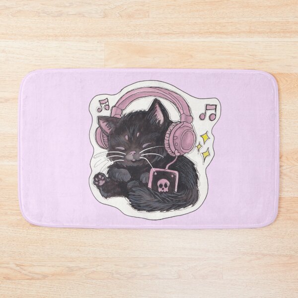Item preview, Music Kitty — Cute Hand Drawn Gothic Cat Art designed and sold by Darkfully-Done.