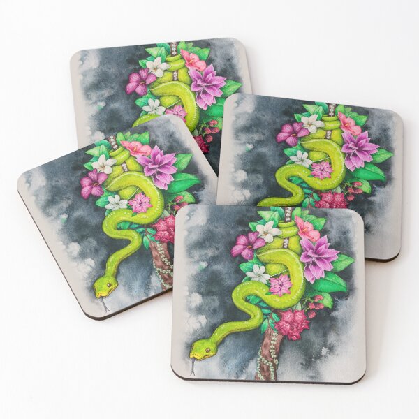 Item preview, Green Tree Python Watercolour designed and sold by art-by-len.