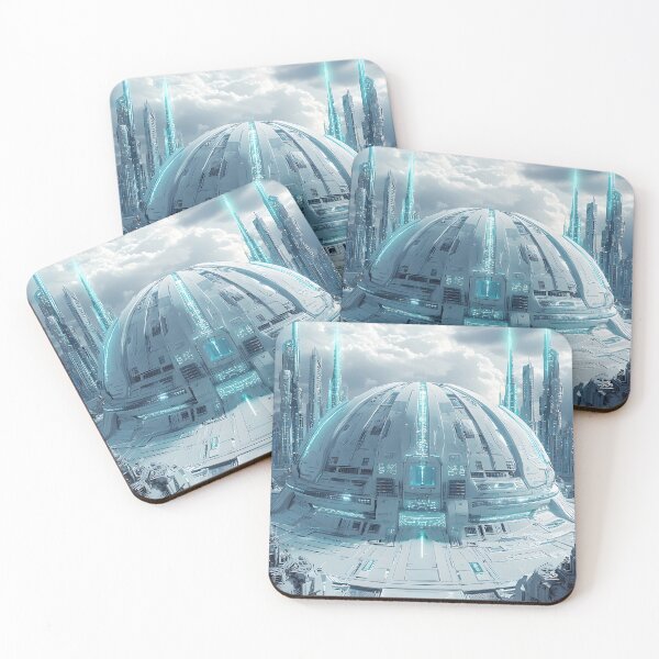 Item preview, Ice blue dystopian biopunk dome city designed and sold by Checho30.