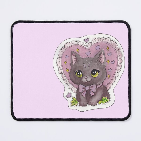 Item preview, Heart Kitty — Cute Hand Drawn Gothic Cat Art designed and sold by Darkfully-Done.